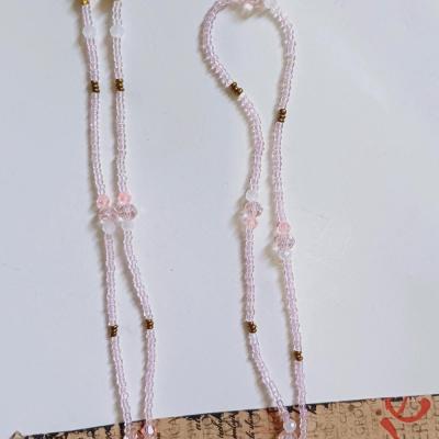 بند عینک منجوقی صورتی و سنگ کریستال