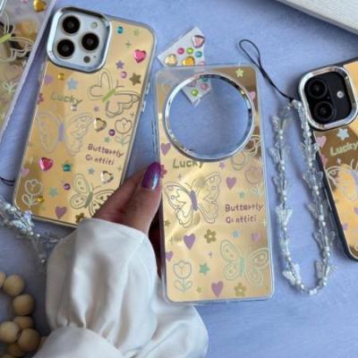 قاب نقاشی پروانه آینه ای با آویز سامسونگ و شیائومی (کدC2056)