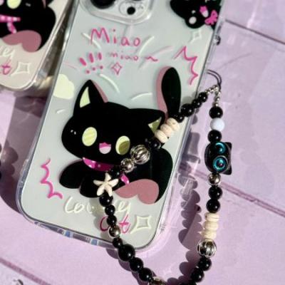 قاب گربه مشکی گوش دار با آویز (کدC2131)