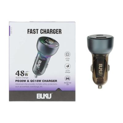 شارژر فندکی PD و فست دو پورت BUKU مدل CH-035 48W - MMS