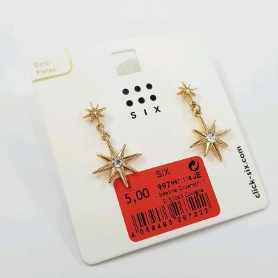 گوشواره آبکاری طلا آویز ستاره نگین دار ، فوق العاده زیبا و درخشان