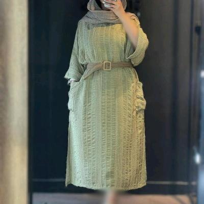 پیراهن روزمره زنانه کتان مدل کفتان تبسم