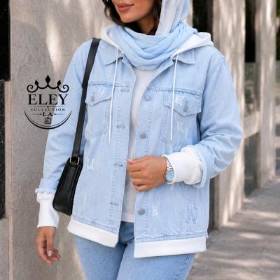 کت جین براش ترکیب با دورس کلاهدار زنانه