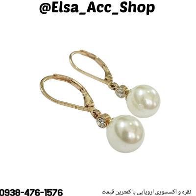 گوشواره قفلی طلایی آویز مروارید ، بسیار زیبا و مینیمال