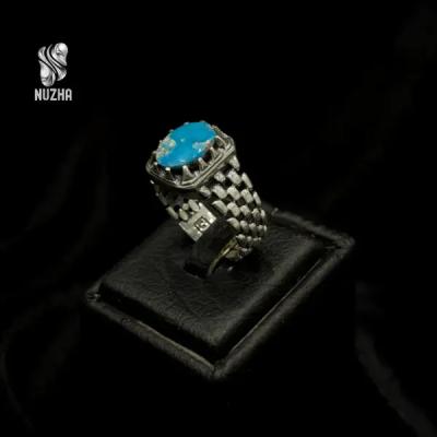 انگشترنقره مردانه فیروزه نیشابورکدaf1030