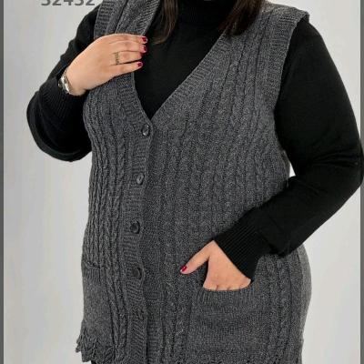 جلیقه بافت سایز بزرگ از 46تا54طرح ژور ومارپیچ