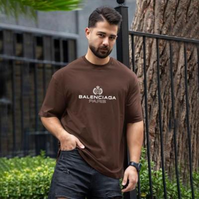 تیشرت قواره دار بالنسیاگا پاریس رنگ قهوه ای مردانه و دخترانه