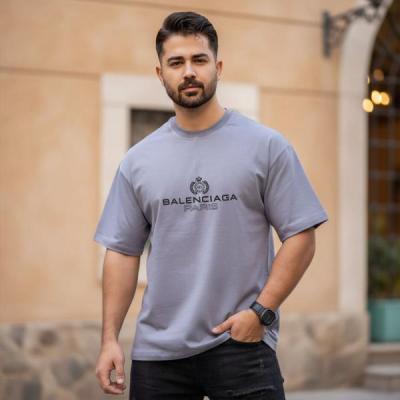 تیشرت قواره باکسی بالنسیاگا پاریس رنگ طوسی مردانه و دخترانه