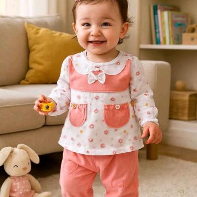 لباس دخترانه عیدانه بلوز شلوار گلبهی (موجودی چک شود)