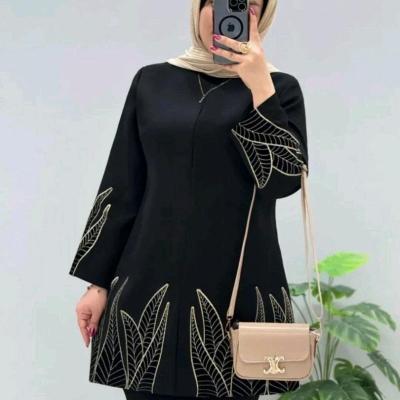 مانتو کتی زنانه کرپ مدل برگی آلنوش