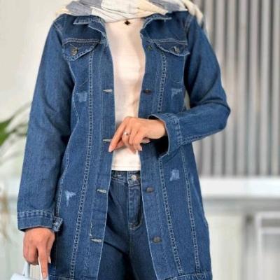 مانتو کتی زنانه جین مدل کت جین بلند