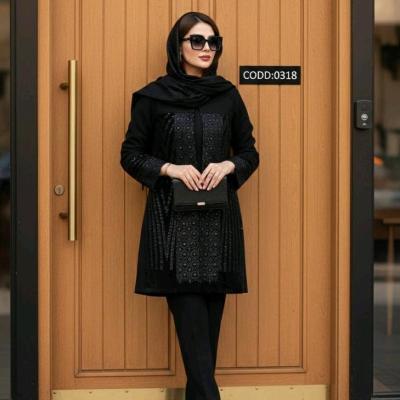 مانتو مجلسی شانتون تایوان مدل با مخمل سوزندوزی و پولک