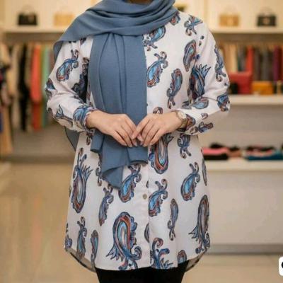 مانتو سایز بزرگ  طرح دار ترمه پارچه نخ سیلیک