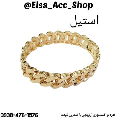 دستبند بنگل استیل طلایی کارتیه ، مناسب استفاده دائم ، فری سایز