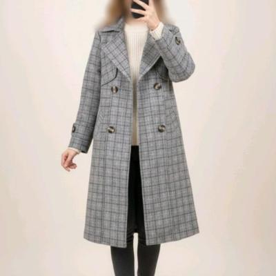 پالتو زنانه توییت آستردار بلند مدل چهارخونه ترک