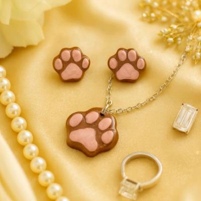 نیم ست رزینی پنجه گربه قهوه ای