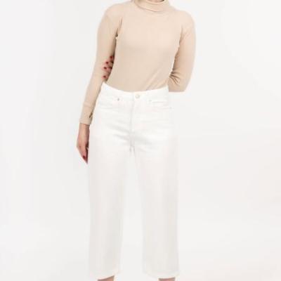 شلوار واید لگ سفید فول کش دمپا کات قد 85