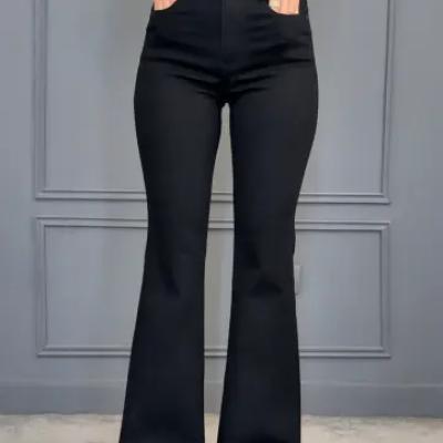 شلوار دمپا جین مشکی پارچه ترک فول کش قد 110