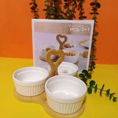 اردوخوری سرامیک پایه چوب بامبو