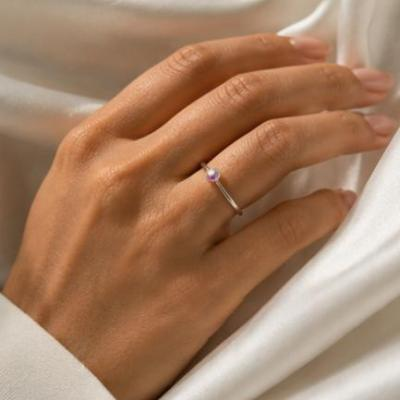 انگشتر نگین رنگین کمون نقره 925 وارداتی