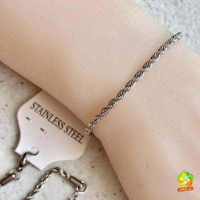 دستبند استیل زنانه مدل بافت-84517