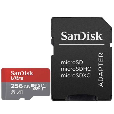 کارت حافظه microSDHC سن دیسک مدل Ultra A1 کلاس 10 استاندارد UHS-I سرعت 100MBps ظرفیت 256 گیگابایت به همراه آداپتور SD