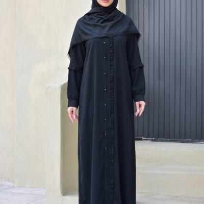 مانتو عبایی جیب دار کرپ مدل آفاق