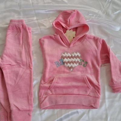 ست هودی شلوار مخمل دخترانه