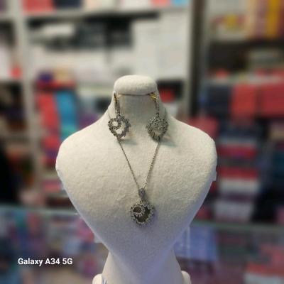 نیم ست نقره فانتزی قلب میکرو جواهری