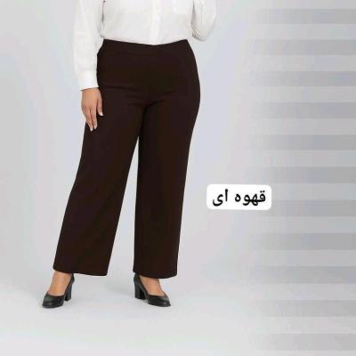 شلوار بگ سایز بزرگ کمر کشی 46656‌پارچه کرپ کجراه عیاربالا