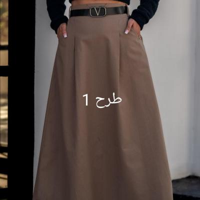 دامن لینن کمربند چرم