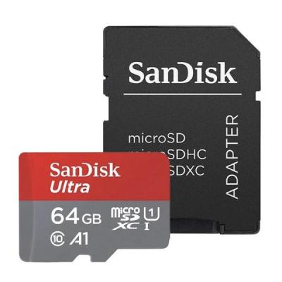 کارت حافظه microSDXC سن دیسک مدل Ultra A1 کلاس 10 استاندارد UHS-I سرعت 120MBps ظرفیت 64 گیگابایت به همراه آداپتور SD
