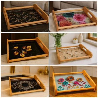 سینی طرح دار کف شیشه ای