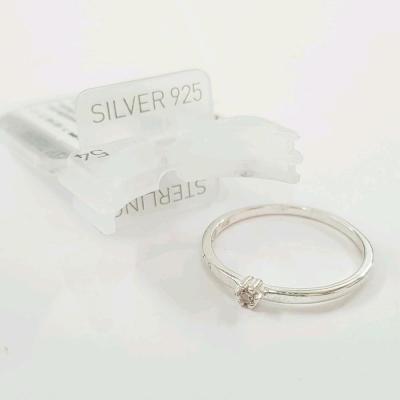 انگشتر نقره عیار 925 تک نگین ، عیار حک شده داخل انگشتر