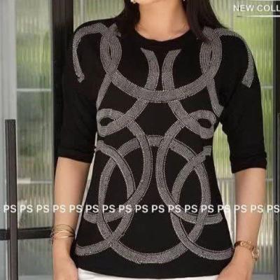 تیشرت زنانه ویسکوز مشکی نگینی