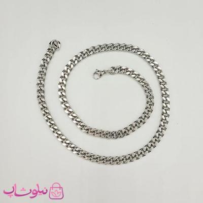 گردنبند/ دستبند/ پابند زنانه مدل کارتیه استیل نقره ای رنگ