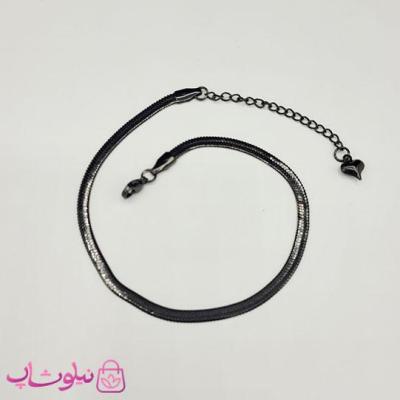 پابند زنانه مدل هرینگبون مشکی استیل 3 میل کد 591