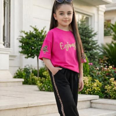 ست تیشرت و شلوار دخترانه مدلenjoy, سایزبندی 45 تا 65