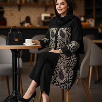 مانتو مجلسی شانتون مدل بلند خرجکار اسلیمی