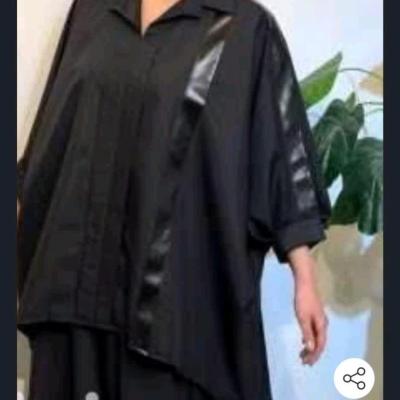 مانتو نوارچرم دوری به همراه شلوارسورن چرم دوری