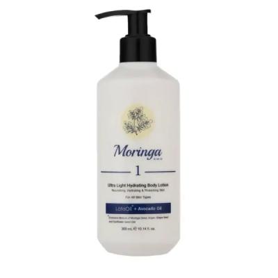 لوسیون بدن مورینگا فوق سبک و آبرسان انواع پوست حجم 300 میلی لیتر