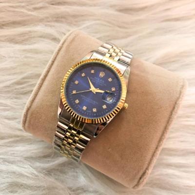 ساعت مردانه رولکس بند دو رنگ صفحه آبی