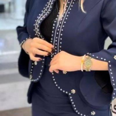 مانتو مجلسی کرپ مدل کت شلوار جواهر دوزی مدل کریستال