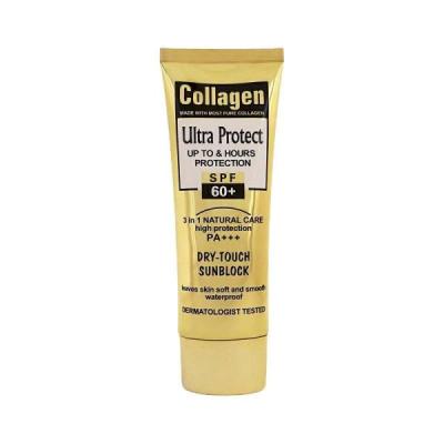 کرم ضد آفتاب بدون رنگ کلاژن SPF 60 مدل Ultra Protect ‌‌مناسب برای انواع پوست حجم 130 میلی لیتر