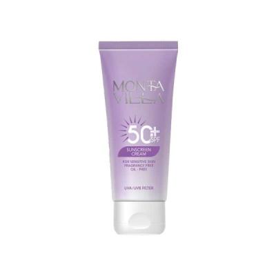ضد آفتاب  بی رنگ مونتا ویلا SPF50 مدل 01 مناسب انواع پوست حجم 50 میلی لیتر