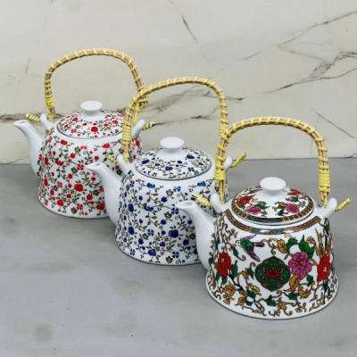 قوری سرامیکی دسته حصیری