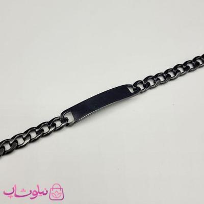 دستبند مردانه مدل کارتیه پلاک دار مشکی رنگ کد 2891