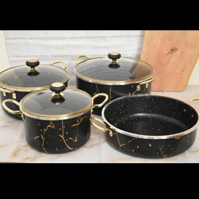 سرویس قابلمه گرانیتی 7پارچه ونوس طرح ماربل ضخیم