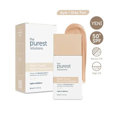 کرم پودر سرمی مات‌کننده و کنترل‌ چربی MATTE TOUCHE SPF 50+ پیورست - رنگ light to medium
