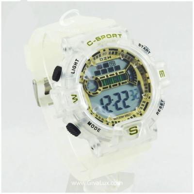 ساعت مچی اسپرت دیجیتال بند شفاف (پس کرایه) [رنگ قرمز]